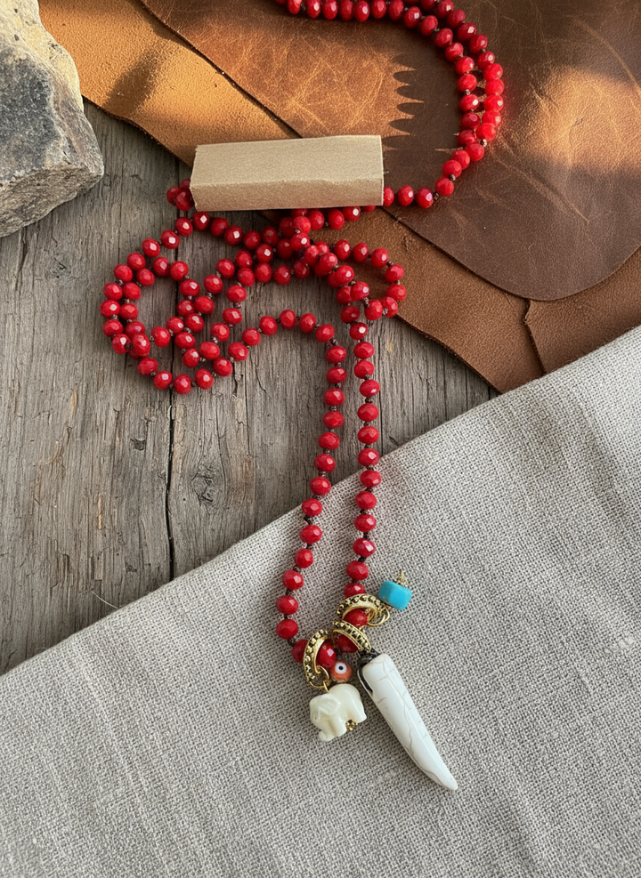 Collar cristal Checo rojo colgantes amuletos