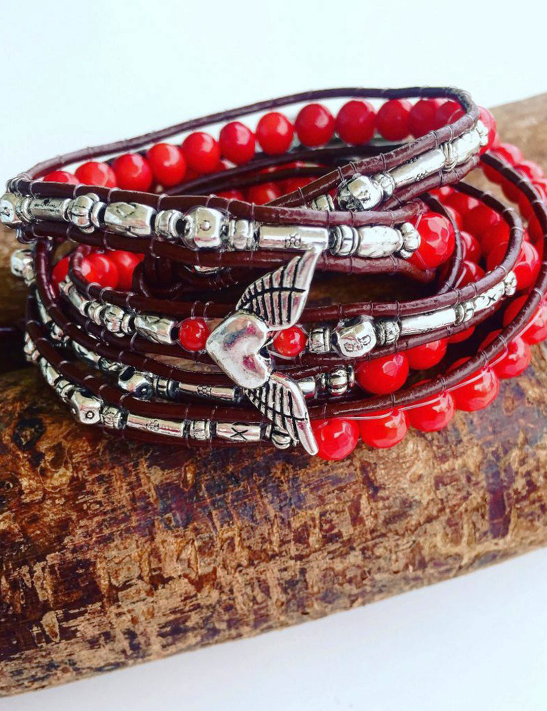 Pulsera Piedra coral Larga