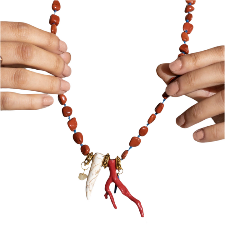 Collar jaspe ladrillo amuletos
