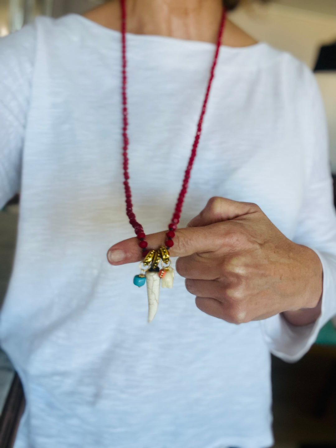 Collar cristal Checo rojo colgantes amuletos
