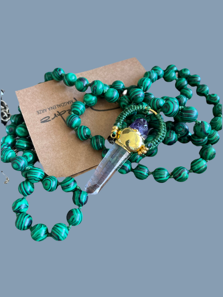 COLLAR MALAQUITA CUARZO AMATISTA