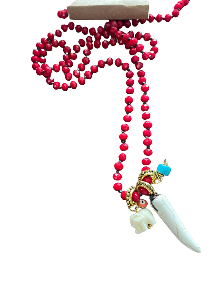 Collar cristal Checo rojo colgantes amuletos