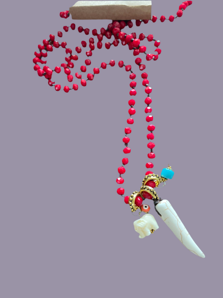 Collar cristal Checo rojo colgantes amuletos