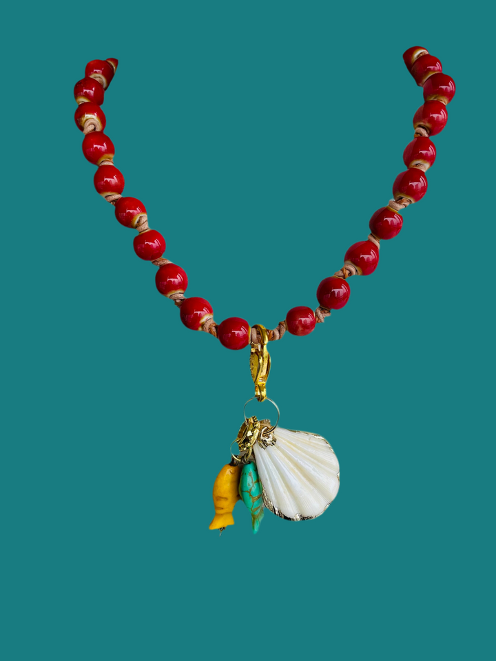 ceramica rojo colgante