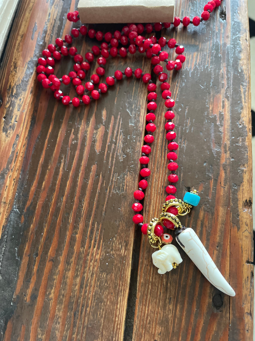 Collar cristal Checo rojo colgantes amuletos