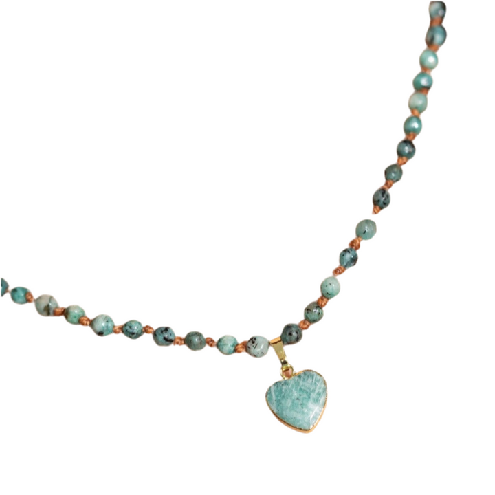 COLLAR PIEDRAS CORAZON TURQUESA