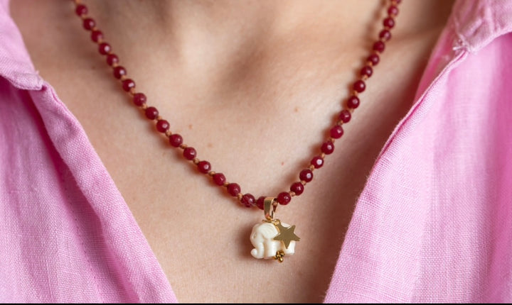 Collar protección rojo elefante blanco