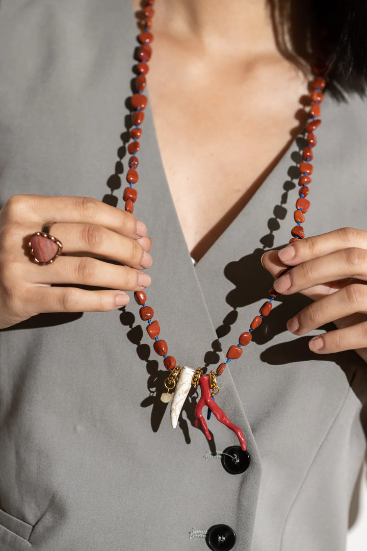 Collar jaspe ladrillo amuletos