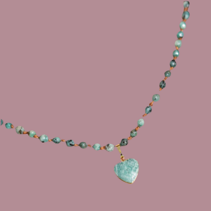 COLLAR PIEDRAS CORAZON TURQUESA