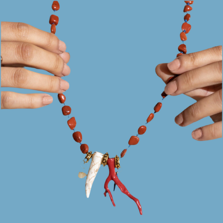 Collar jaspe ladrillo amuletos