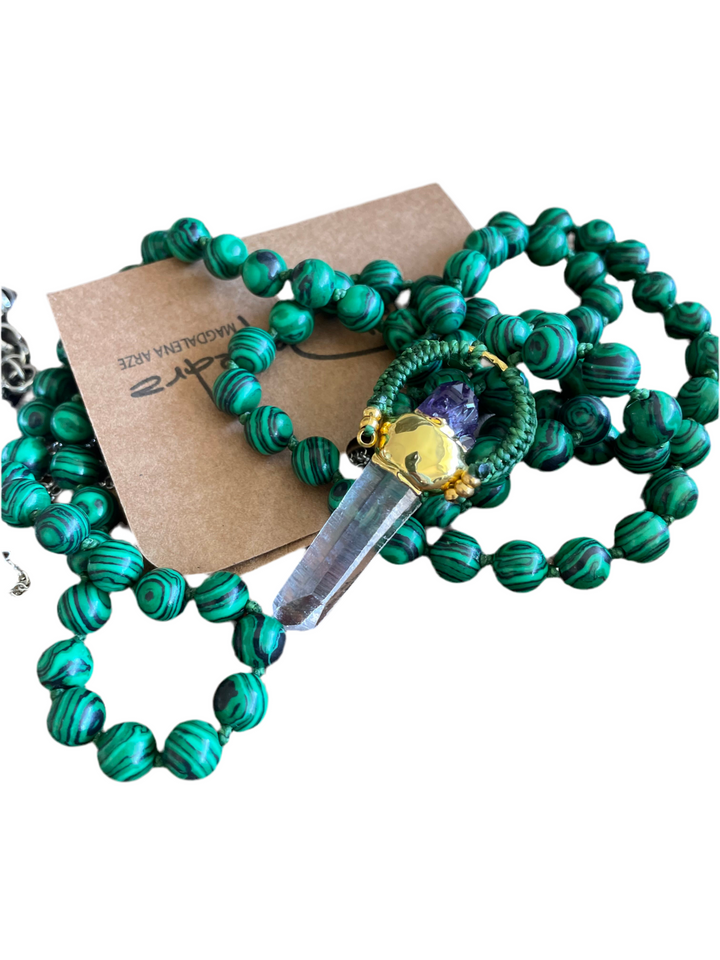 COLLAR MALAQUITA CUARZO AMATISTA