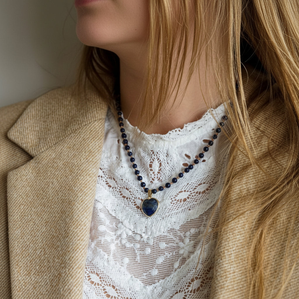 Collar lapizlázuli corazón