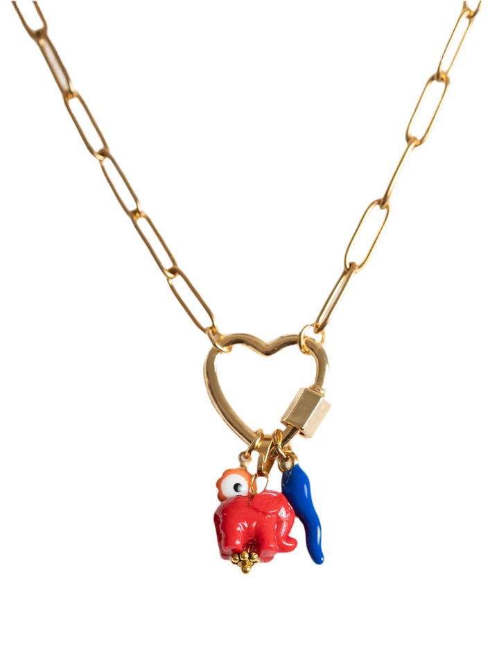 Mosquetón corazón elefante rojo