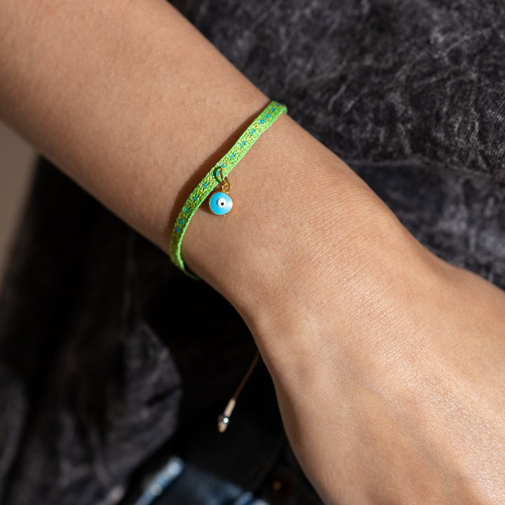 Pulsera Tela Verde Limón