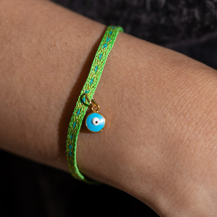 Pulsera Tela Verde Limón