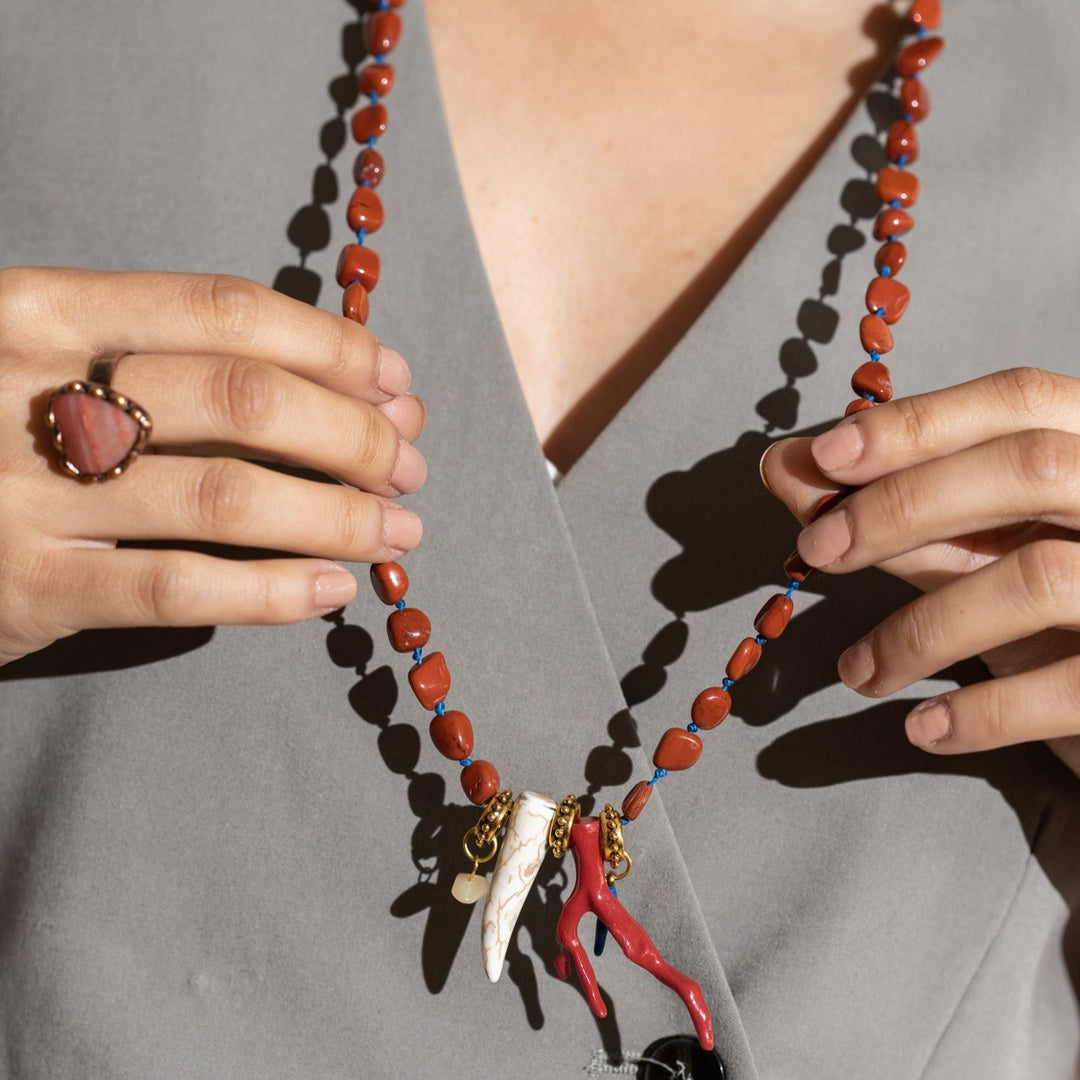 Collar jaspe ladrillo amuletos