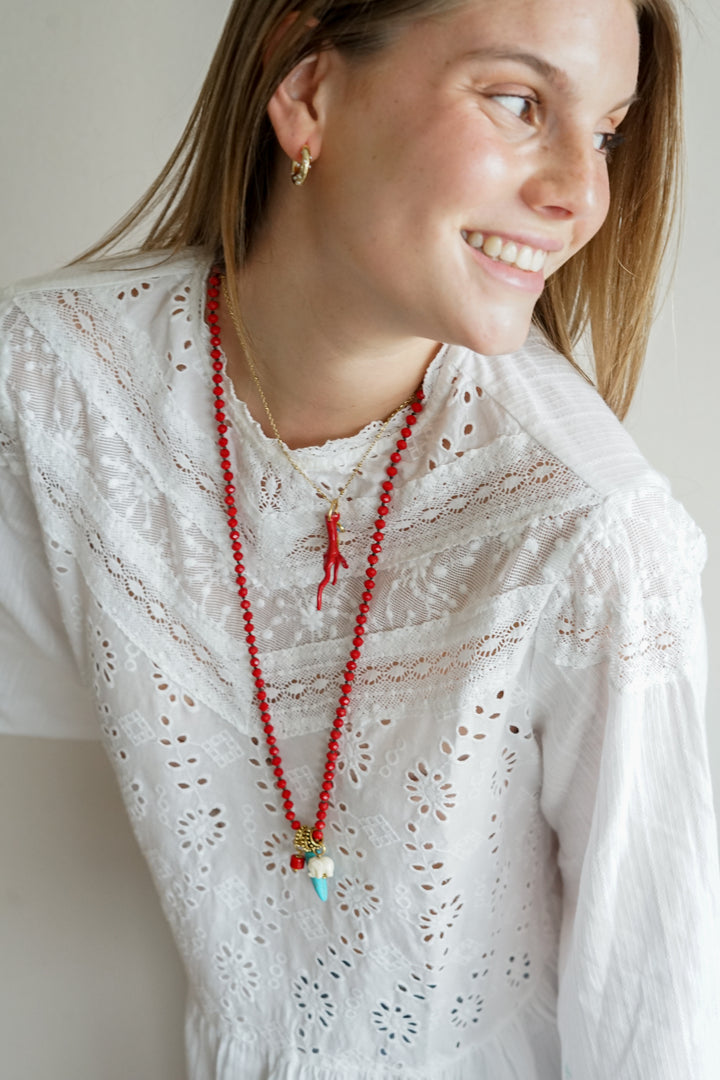 Collar cristal Checo rojo colgantes amuletos