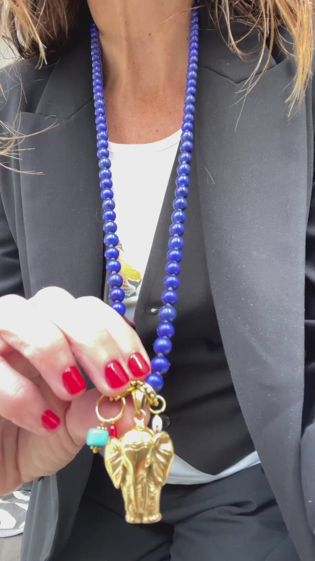 Collar elefante azulino amuletos