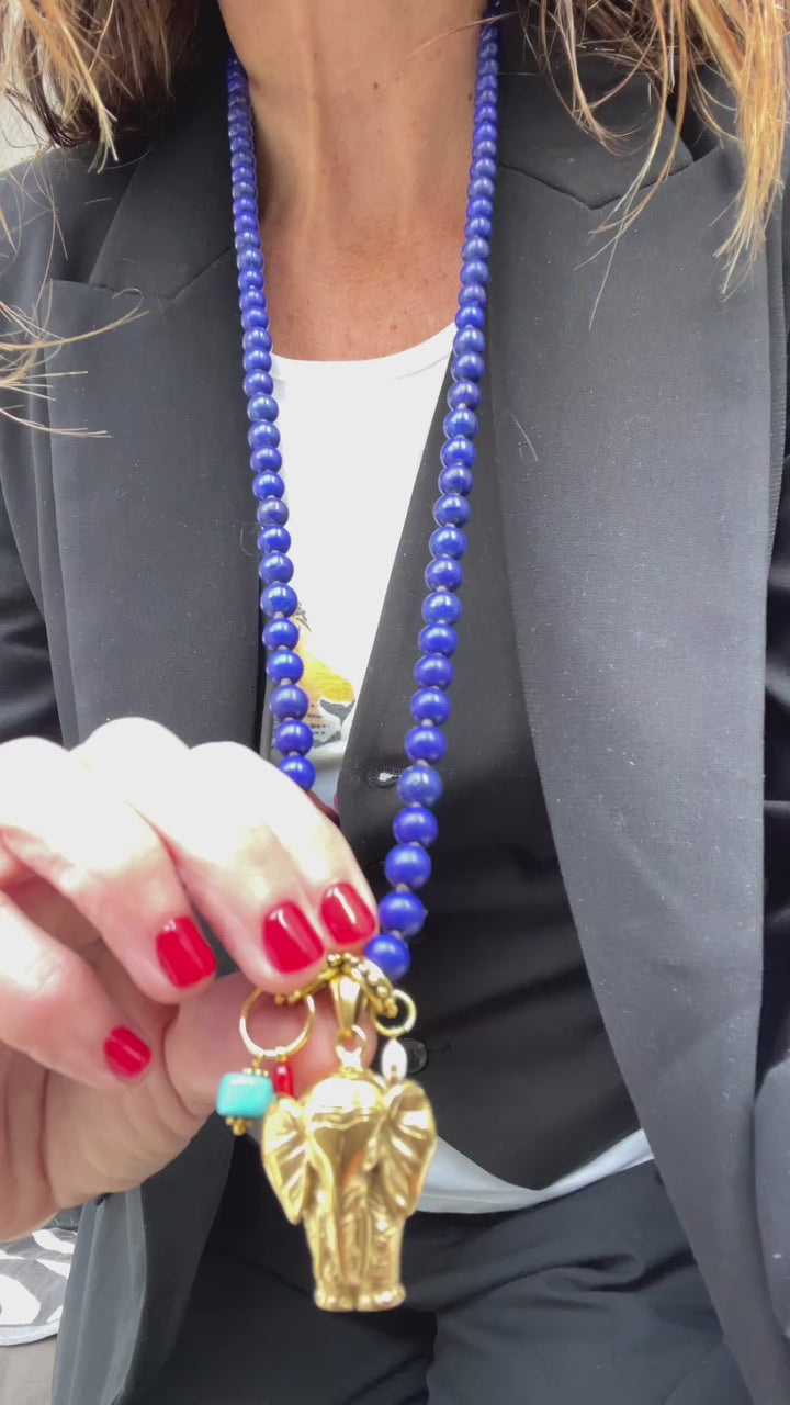 Collar elefante azulino amuletos
