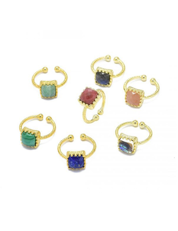 Anillo Cuadrado | Dorado Piedra Solar