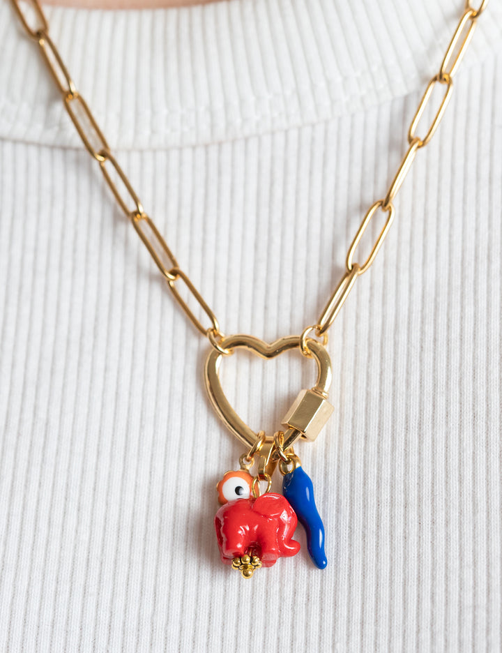 Mosquetón corazón elefante rojo