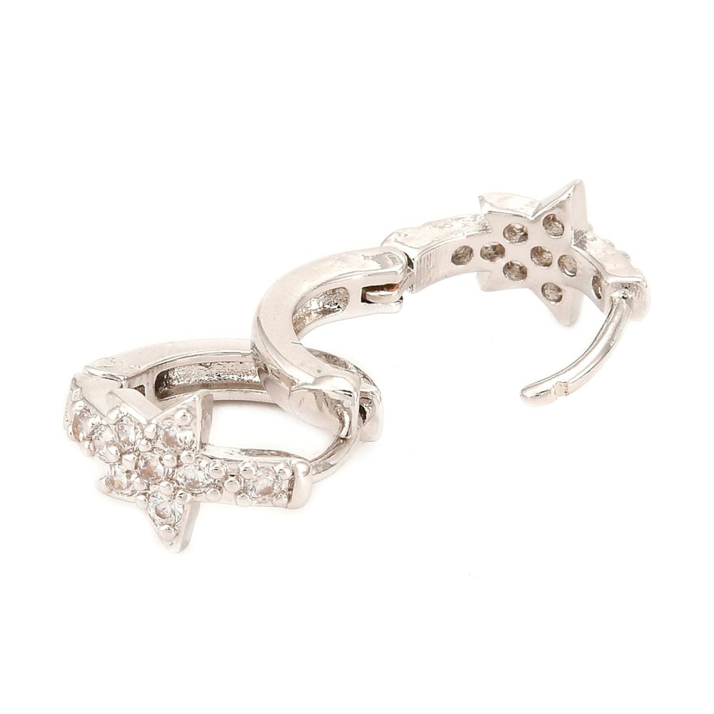 Aro ema plateado zircón blanco