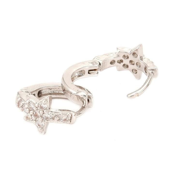 Aro ema plateado zircón blanco