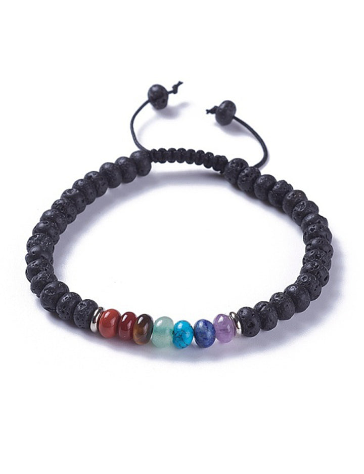 Pulsera Piedra Volcánica, Colores representan las 7 Chakras