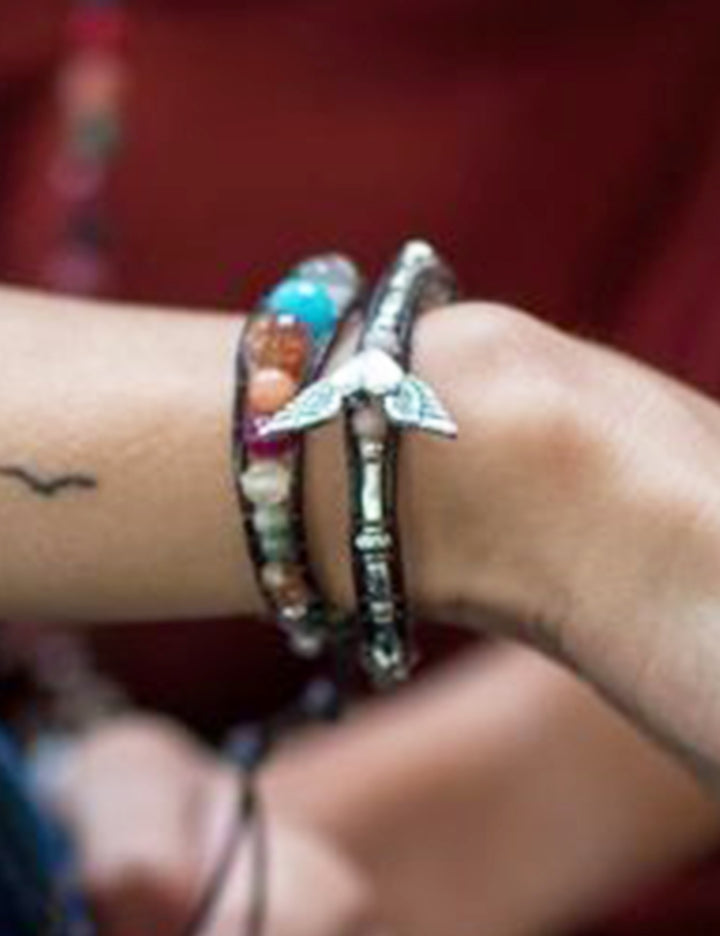 Pulsera Piedra  ágata colores dos vueltas Corazón