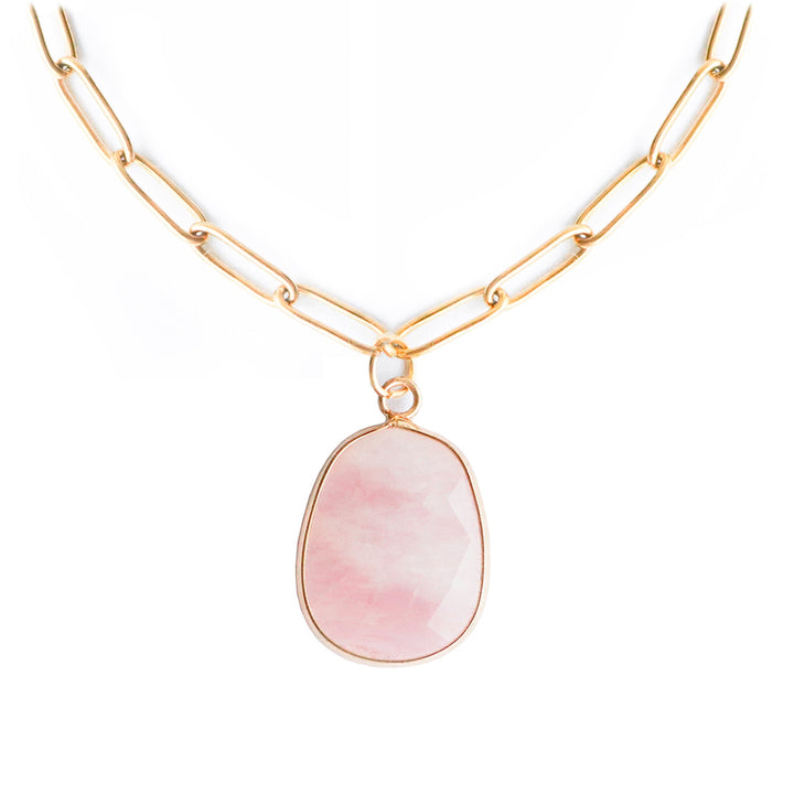Cadena Rectangular  Cuarzo Rosa