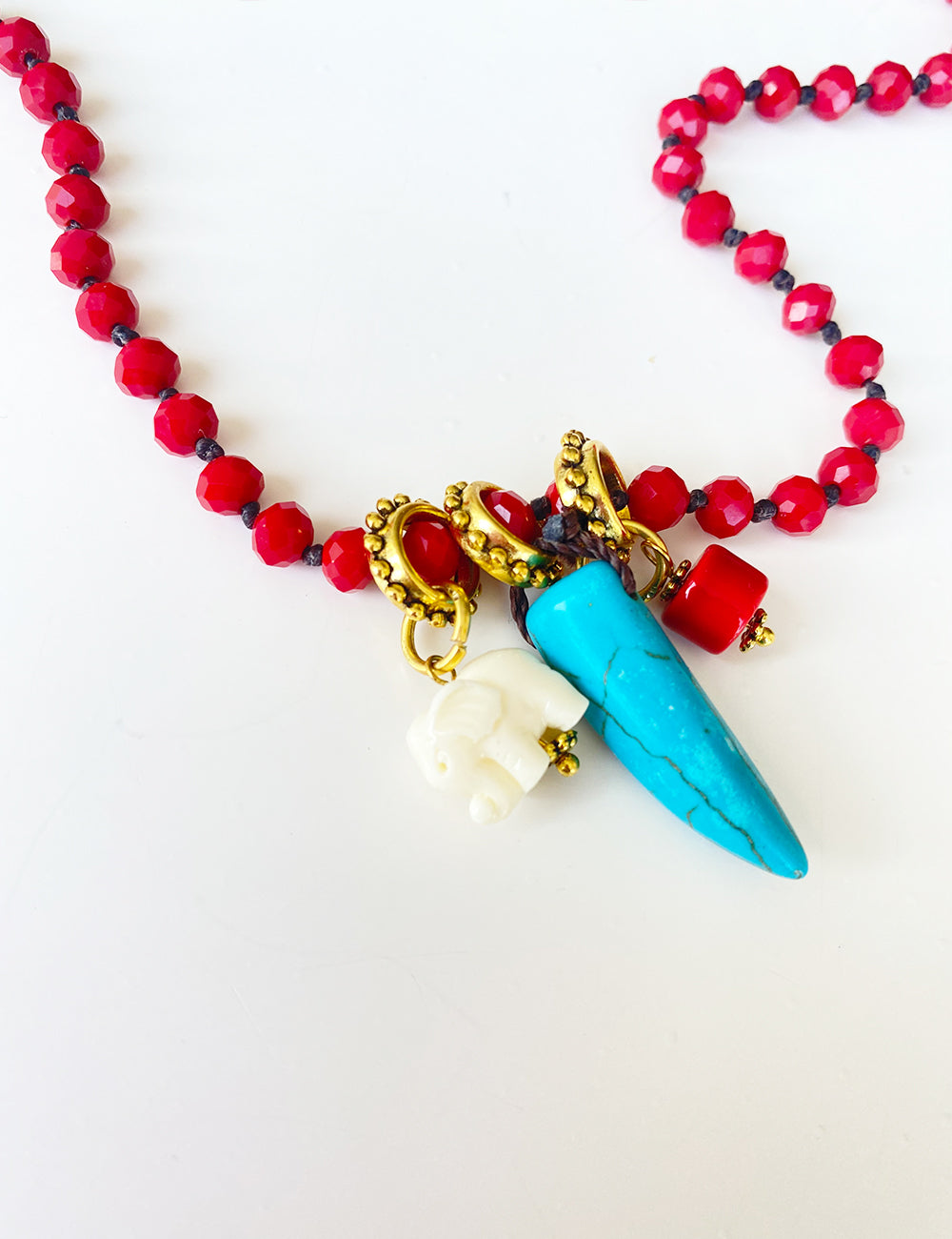 Collar cristal Checo rojo colgantes amuletos
