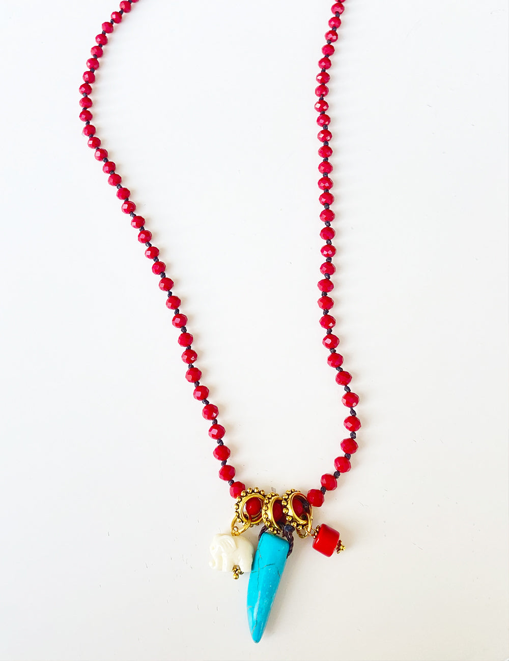 Collar cristal Checo rojo colgantes amuletos