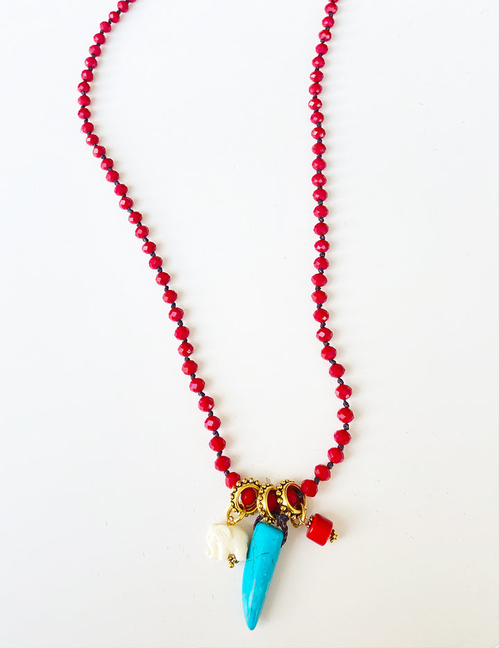 Collar cristal Checo rojo colgantes amuletos