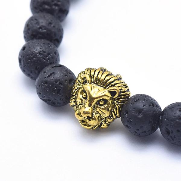 Pulsera piedra volcánica del 6 Cabeza León